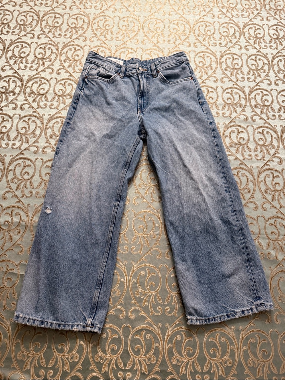 Zara Light Blue Denim Wide-Leg Jeans